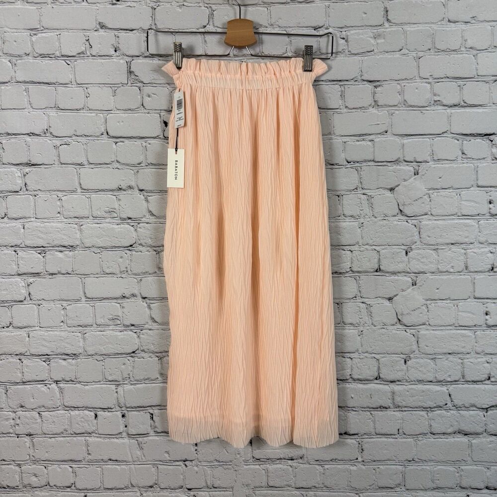Aritzia Babaton Gabriola Textured Midi Skirt Women Size XXS Soft Blush Pink NWT